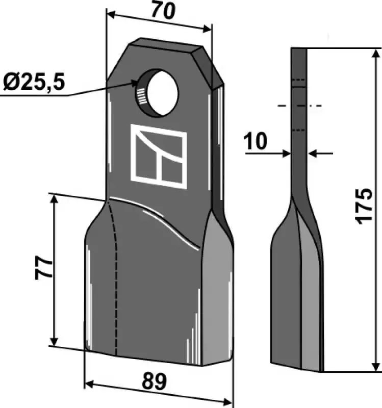 Mulchmesser 175x70mm, linke Ausführung